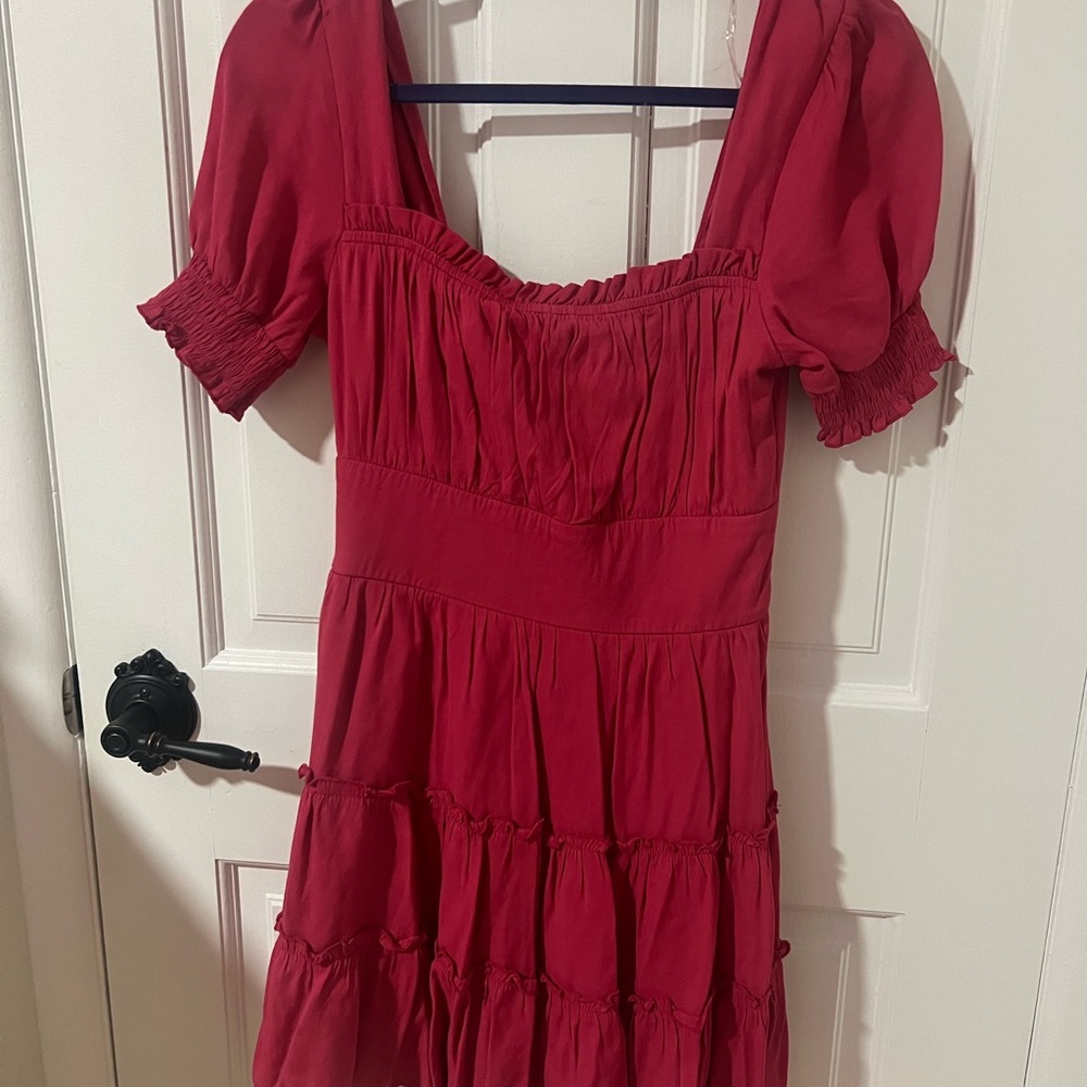 Trixxi Red Puff Sleeve Dress